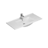 Large bathroom inspiration with bathroom furniture in matt white with elegant washbasin and square mirror with black rim and lamp, terrazzo wall and floor and plants on the wall for a modern and sophisticated look.