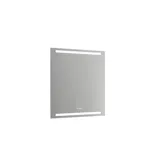 Bathroom inspiration with sloped walls inspiration, grey vanity unit and upper cabinet, custom-made countertops, modern square countertop basin, square mirror with lights, raw concrete walls and floors create an urban look