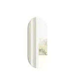Bathroom inspiration with green special color bathroom furniture with natural oak sides, elegant grooves, stylish countertop with romantic oval countertop sink, beautiful oval mirror, combined with floral wallpaper gives a graceful, vintage retro look.