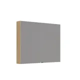 Stylish and minimalist bathroom inspiration featuring a micro basin with a small vanity unit, a square mirror with rounded corners and a lamp, and an elegant mirror cabinet.