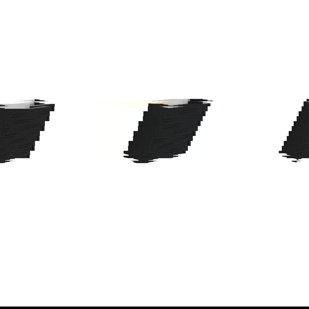 Large bathroom inspiration with noir oak bathroom furniture with elegant grooves, stylish double sink, square mirrors, white tiles with a geometric pattern give a bright, symmetrical, and classic look.