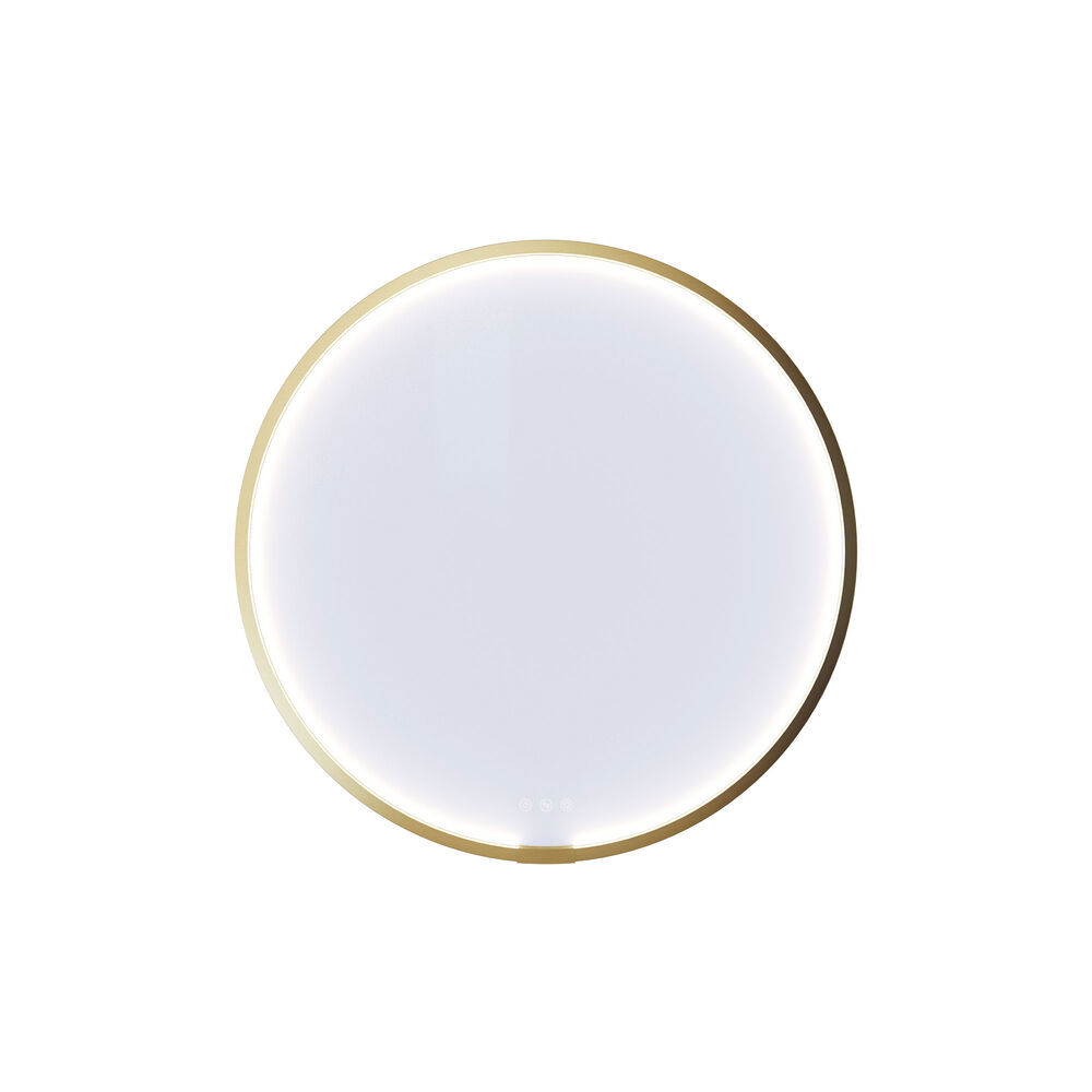 Nordic style bathroom inspiration with vanity unit and base cabinets in smoked oak, makeup area, side-mounted sink, round mirror with brass frame, and visible charming wooden beams.