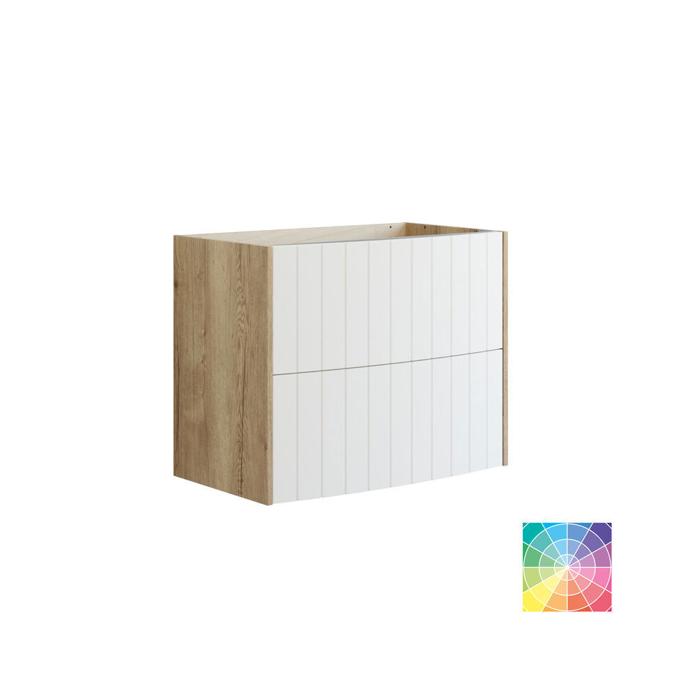 Bathroom inspiration with green special color bathroom furniture with natural oak sides, elegant grooves, stylish countertop with romantic oval countertop sink, beautiful oval mirror, combined with floral wallpaper gives a graceful, vintage retro look.