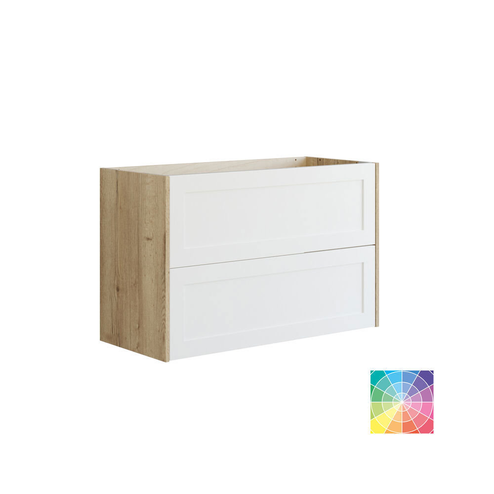 Large bathroom inspiration with light blue bathroom furniture with light wood sides, elegant mirror cabinets, minimalist black legs and handles, double bathroom set, and large white marble tiles create a classic, modern, and symmetrical look