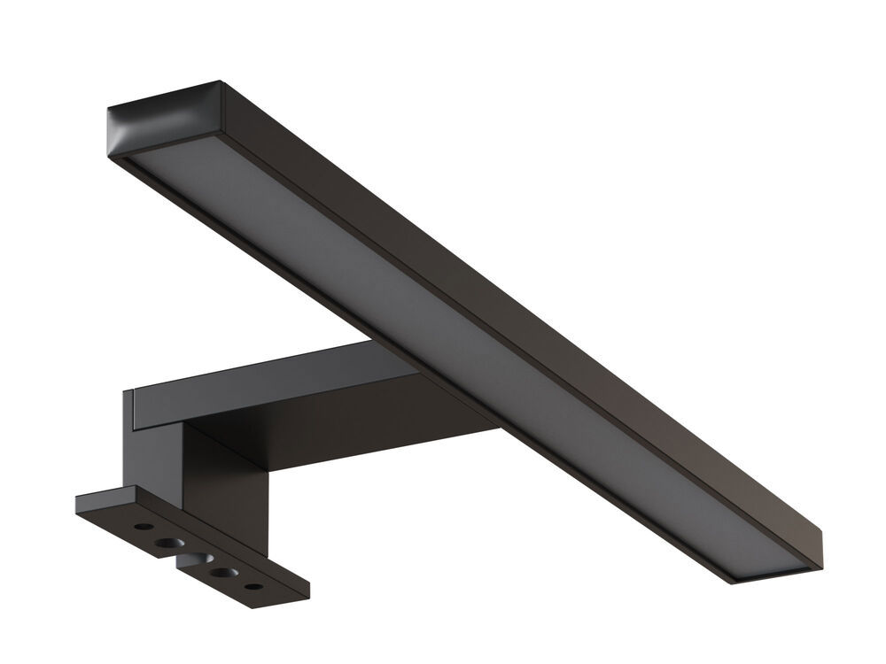 Small bathroom inspiration with slanted, warm yellow walls, and a minimalist square mirror with a sleek black edge, along with an elegant mirror lamp that adds a touch of elegance to your bathroom.