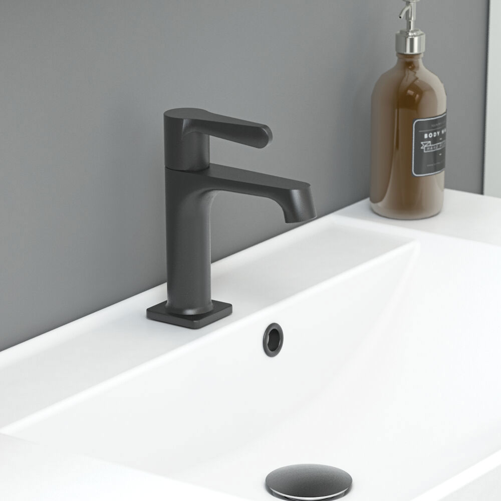 Stylish bathroom inspiration with beige vanity unit with inner drawer, upper cabinet, open shelf, oval mirror with lighting, matching pendants, shelf under the mirror, and wall-mounted toilet. Walls with light, elongated tiles