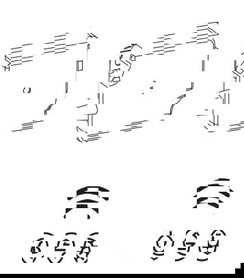 Large bathroom inspiration with light blue bathroom furniture with light wood sides, elegant mirror cabinets, minimalist black legs and handles, double bathroom set, and large white marble tiles create a classic, modern, and symmetrical look