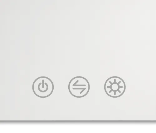 Light control for mirror with elegant small icons for adjusting cold/warm light and brightness.