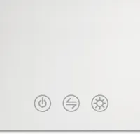 Light control for mirror with elegant small icons for adjusting cold/warm light and brightness.
